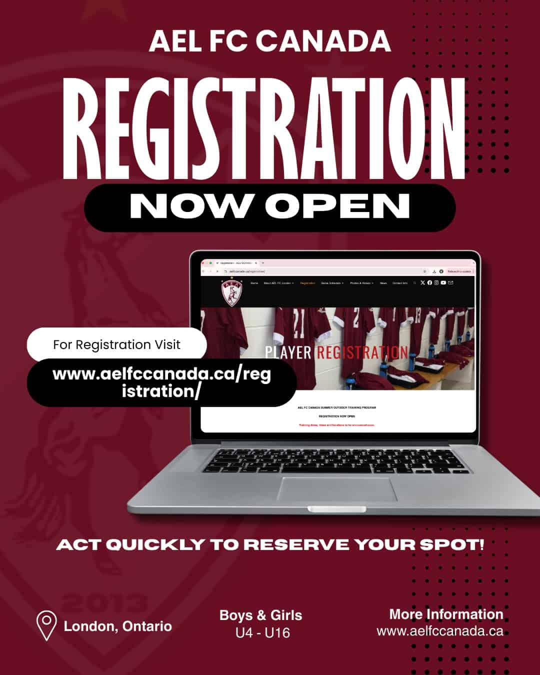 Read more about the article AEL FC SPRING / SUMMER REGISTRATION NOW OPEN